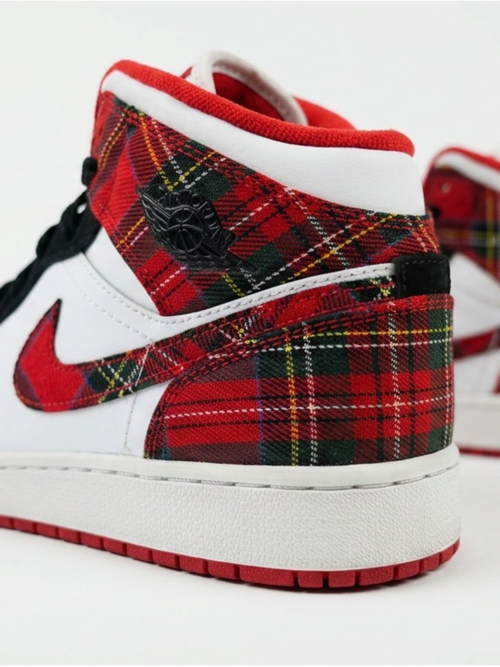 Jordan 1 Mid White Plaid (GS)- Nike Air Jordan- Great Condition! 7Y 🔥👟 - Picture 3 of 6